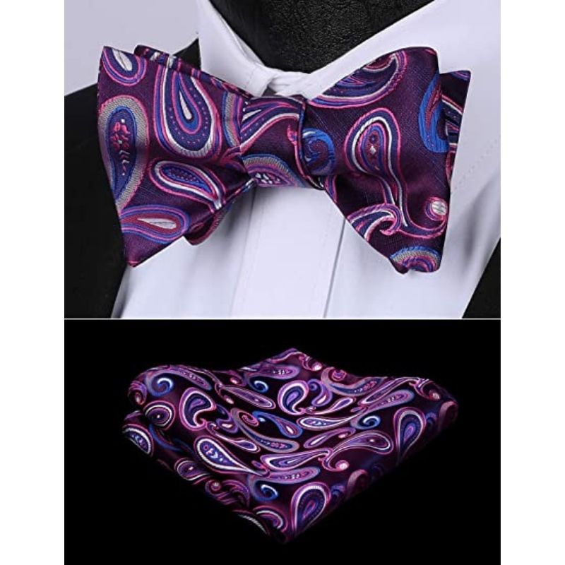 Vintage Blue And Purple Paisley Bow Tie Set - Image 2