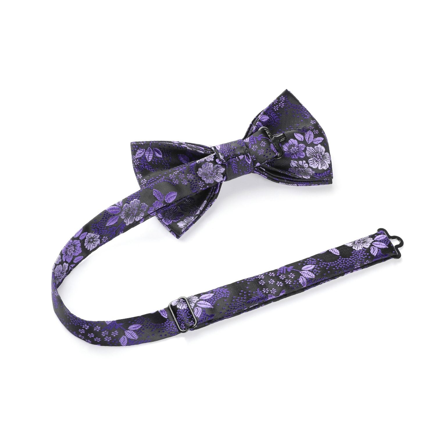 Purple Floral Pre-Tied Bow Tie For Evening Wear - Image 3