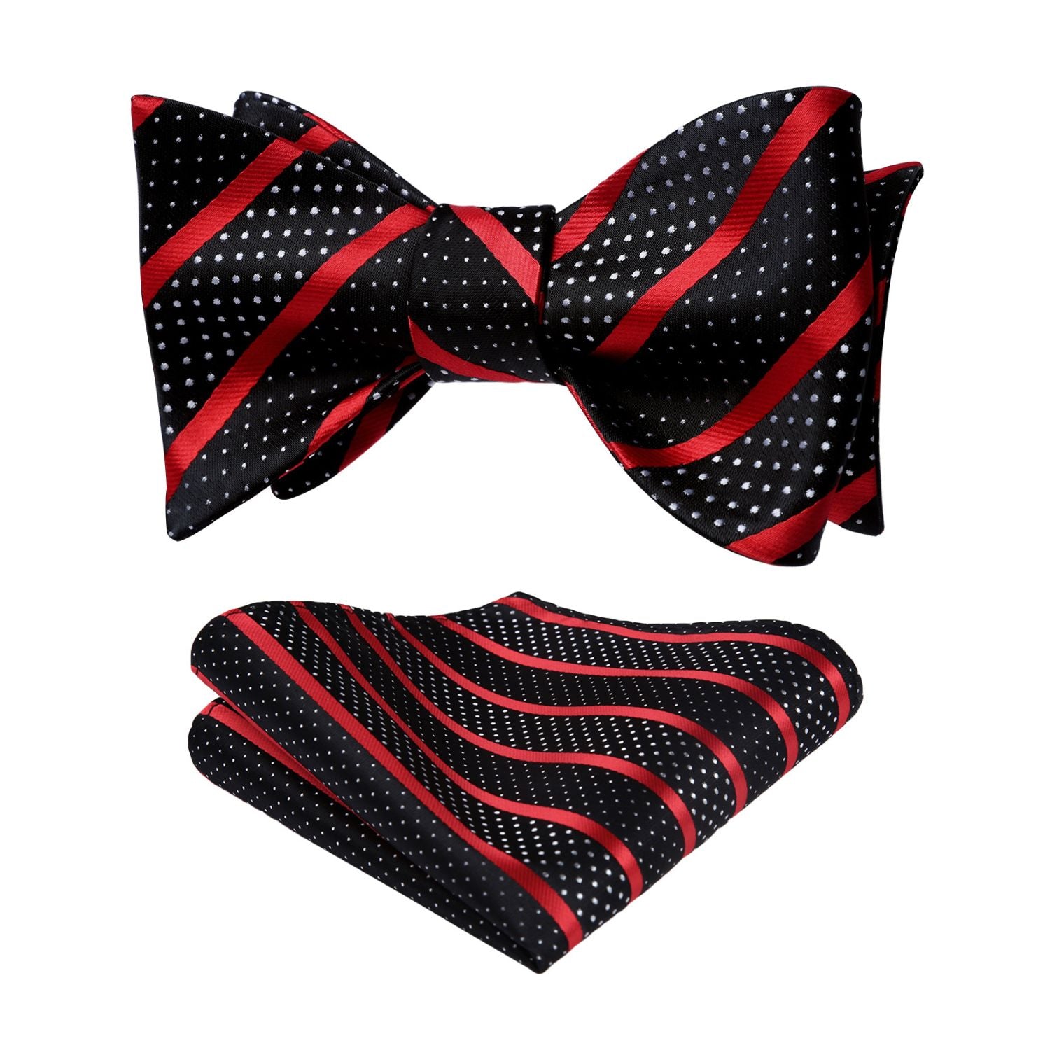 Red Black Striped Bow Tie Accessories Set For Evening Wear
