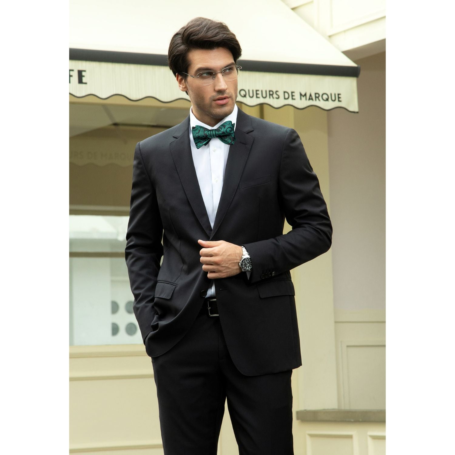 Teal Paisley Bow Tie Set For Evening Wear - Image 3