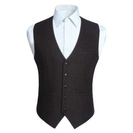Men's Dark Brown Satin Suit Vest Formal Wear