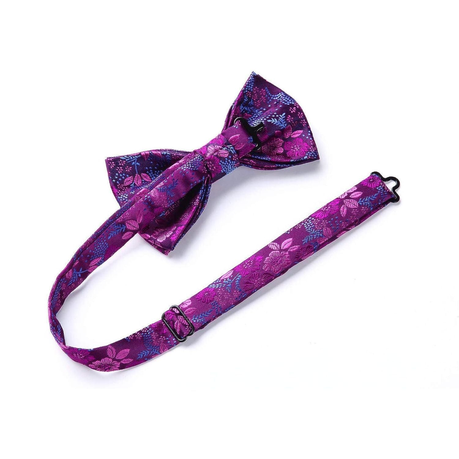 Purple Floral Pre-Tied Bow Tie For Evening Wear - Image 3