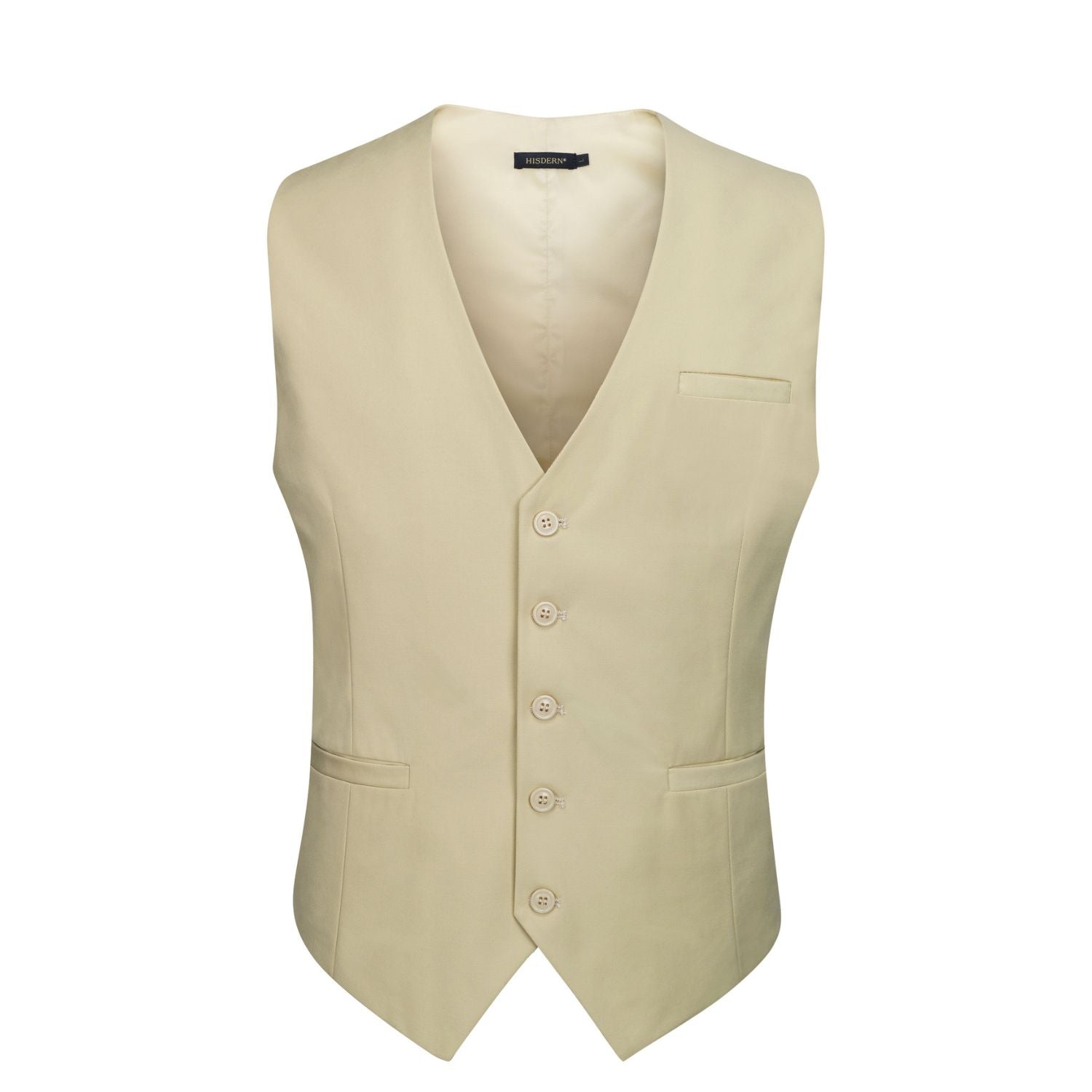 Men's Light Beige Satin Suit Vest For Wedding - Image 2