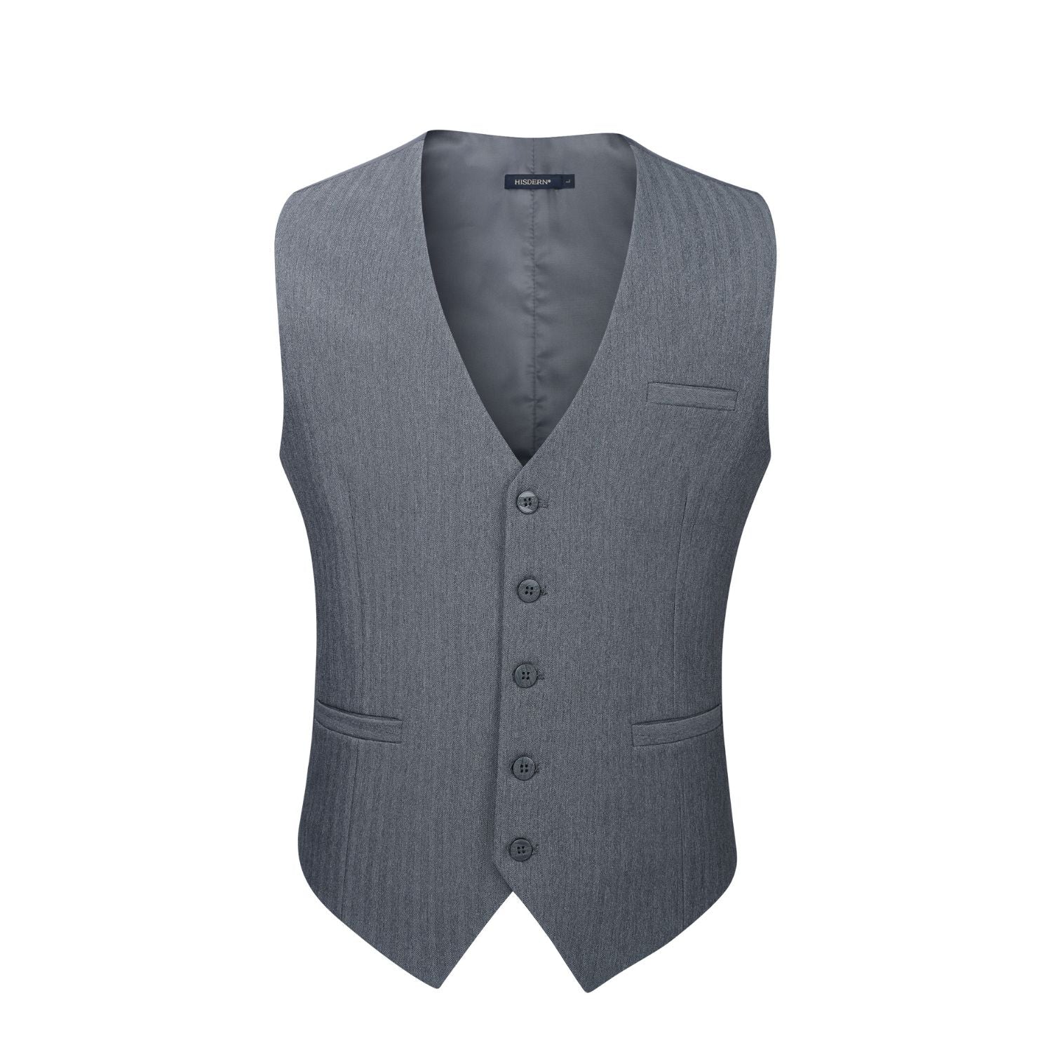 Men's Grey Satin Suit Vest Formal Wear - Image 2