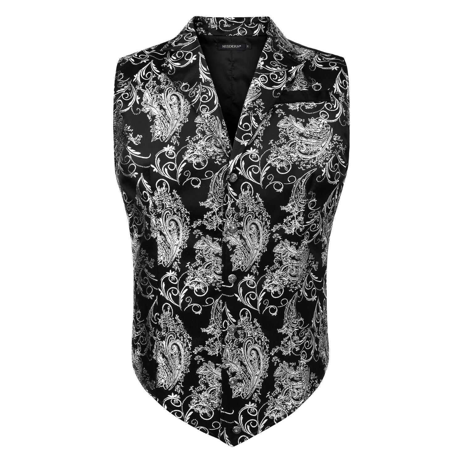 Gothic Men's Formal Vest Black Sliver Lapel Party Coat