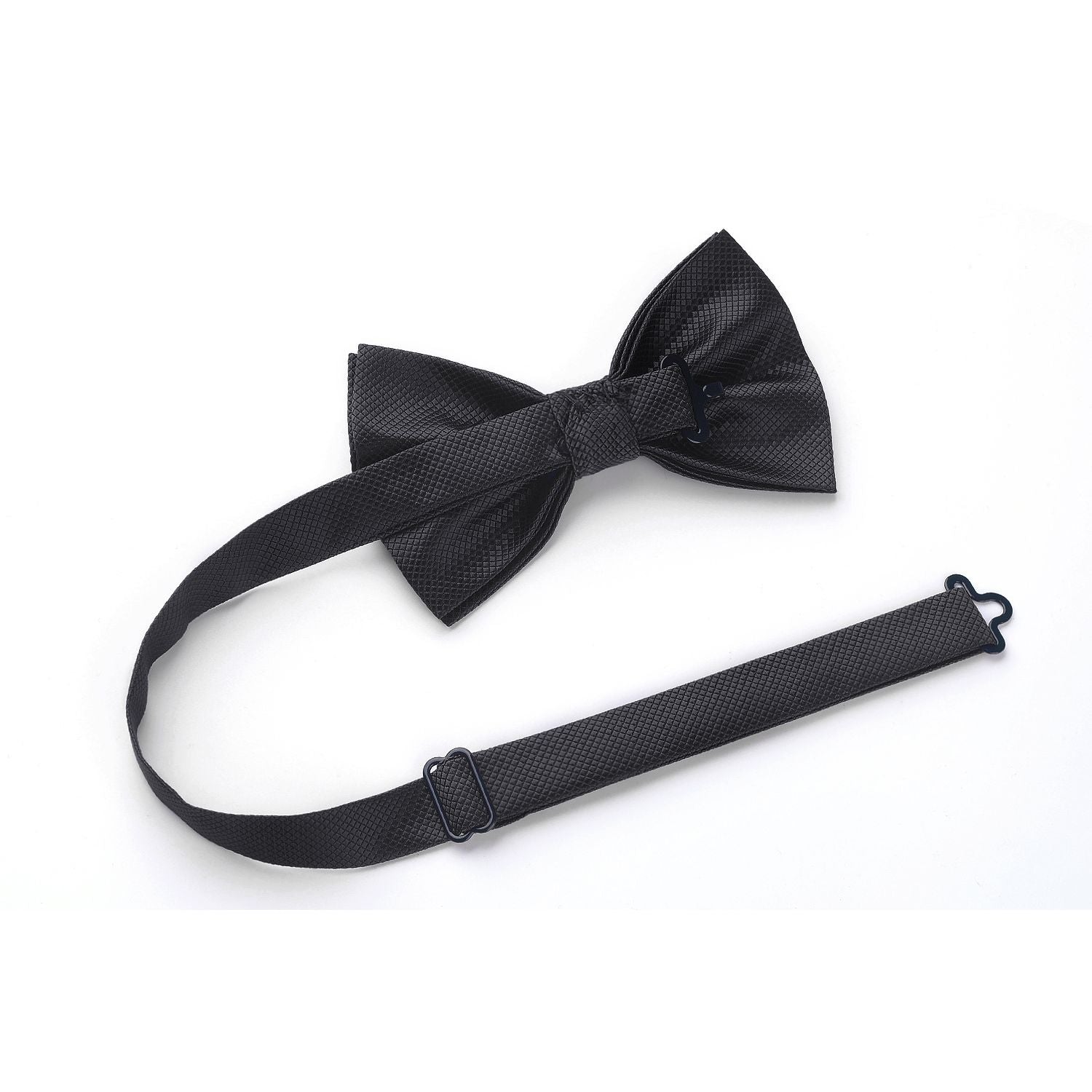 Black Solid Pre-Tied Bow Tie Accessories Set For Evening Wear - Image 3