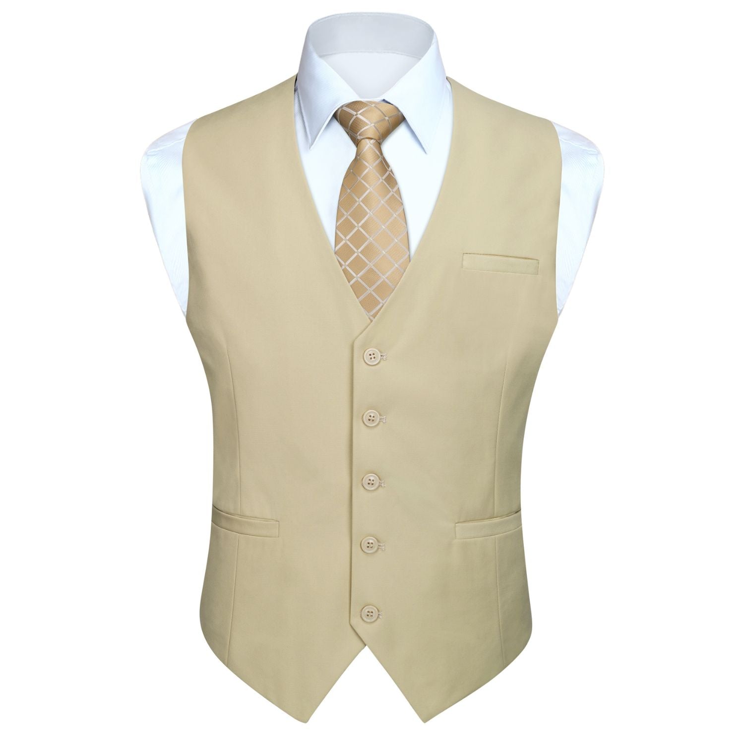 Men's Light Beige Satin Suit Vest For Wedding