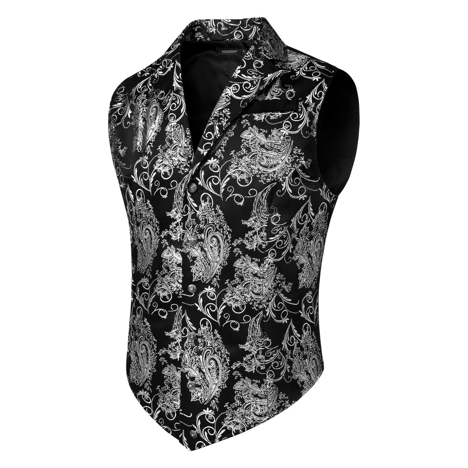 Gothic Men's Formal Vest Black Sliver Lapel Party Coat - Image 2