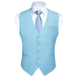 Men's Blue Satin Suit Vest Formal Wear
