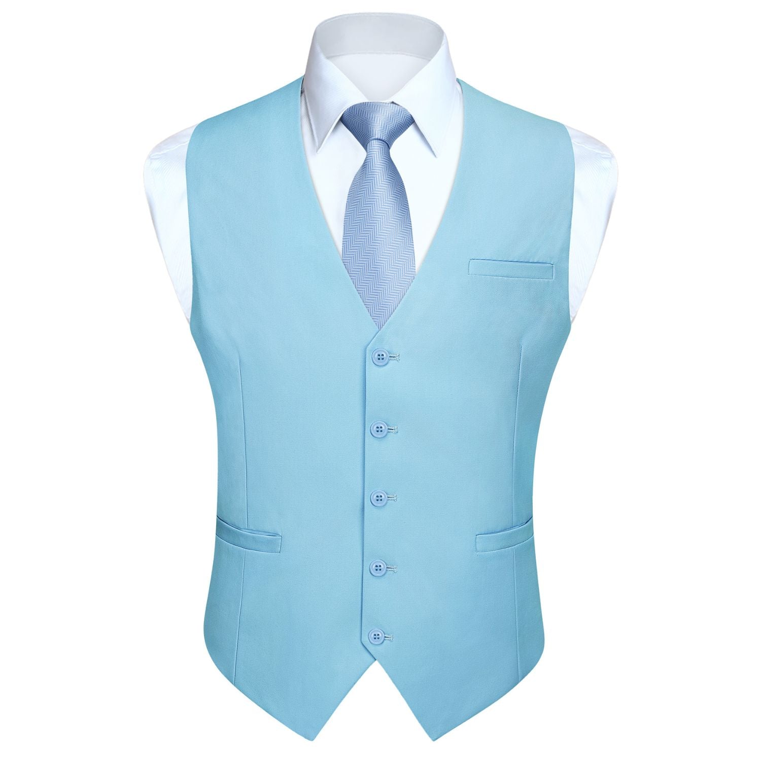 Men's Blue Satin Suit Vest Formal Wear