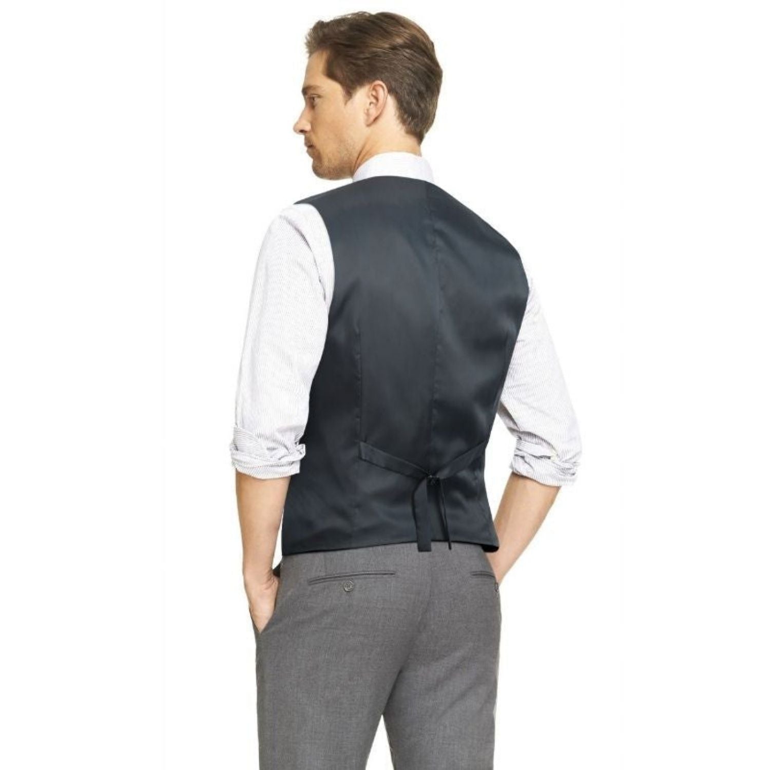 Men's Charcoal Wool Blend Suit Vest Formal Wear - Image 3