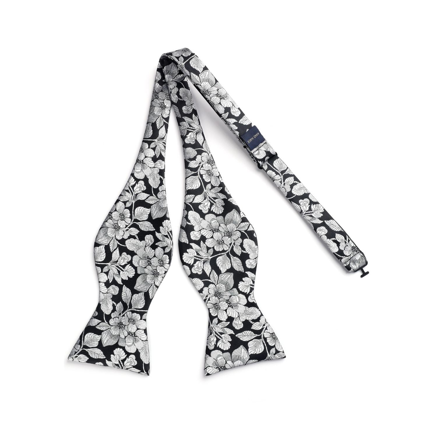 Silver Black Floral Bow Tie Set Groomsmen Wedding - Image 3
