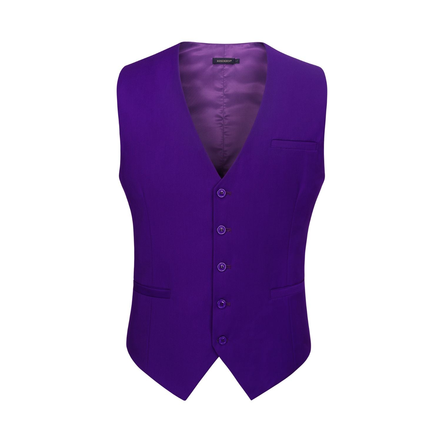 Men's Purple Satin Suit Vest Formal Wear - Image 2