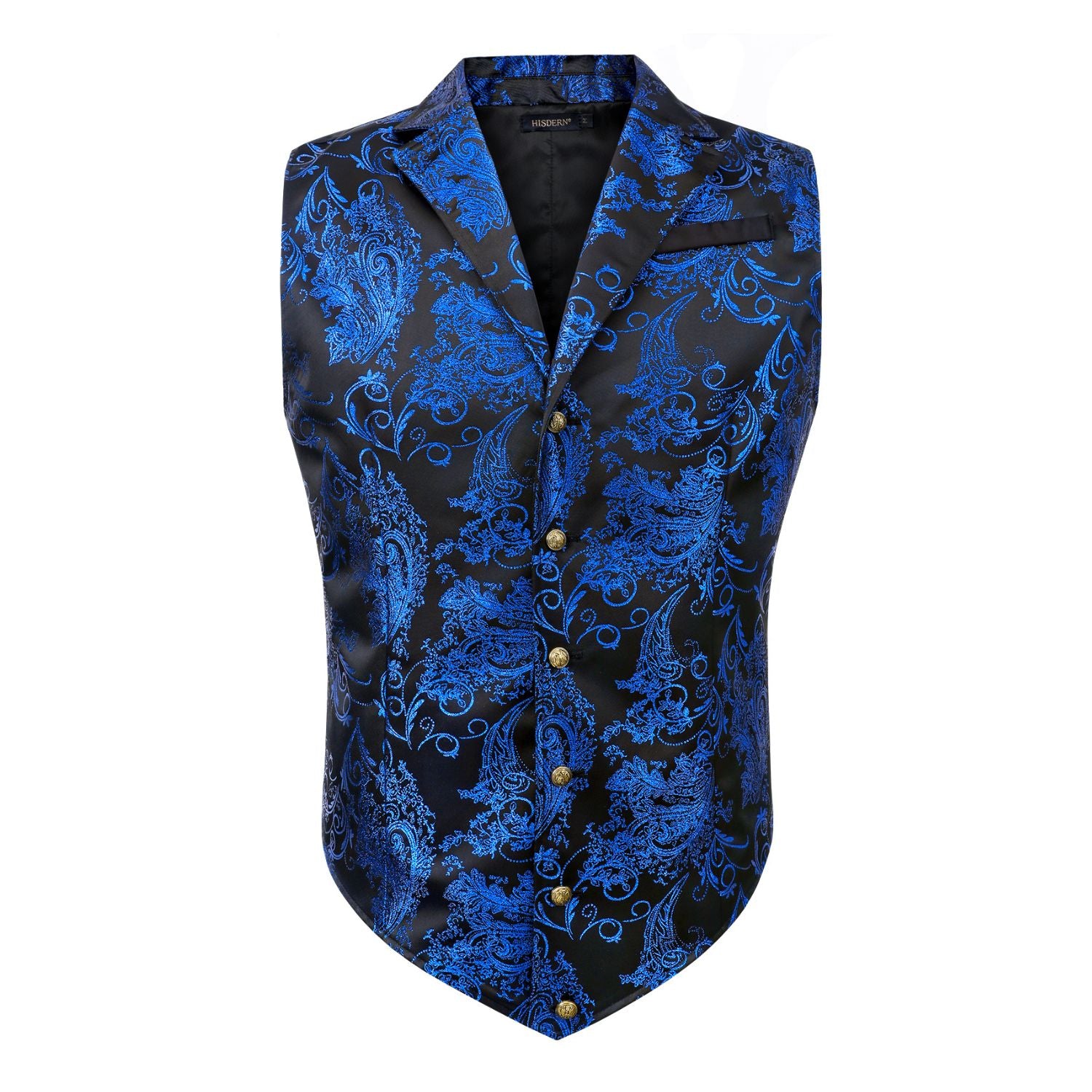 Gothic Men's Formal Vest Black Blue Lapel Party Coat