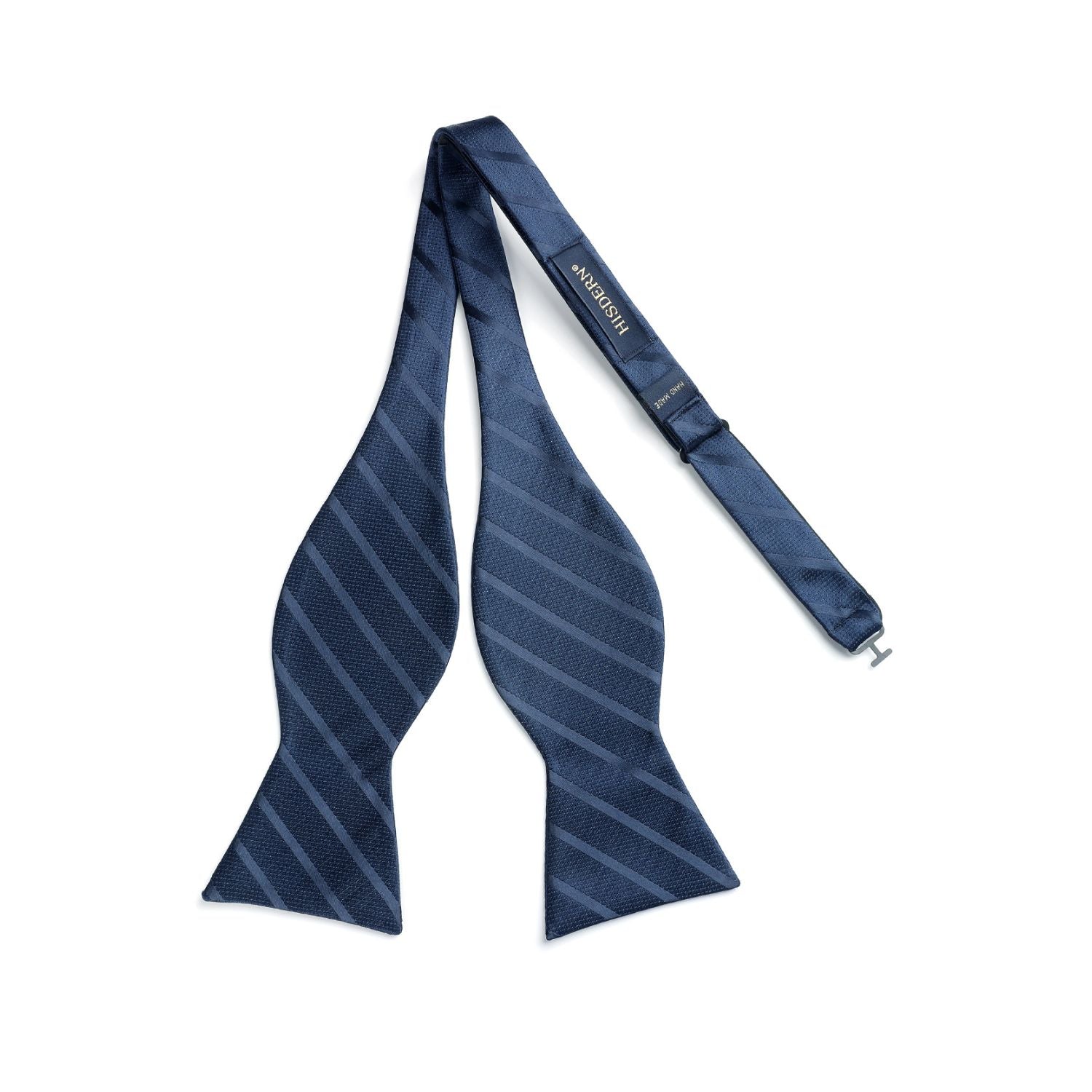 Navy Blue Striped Bow Tie Accessories Set For Evening Wear - Image 3