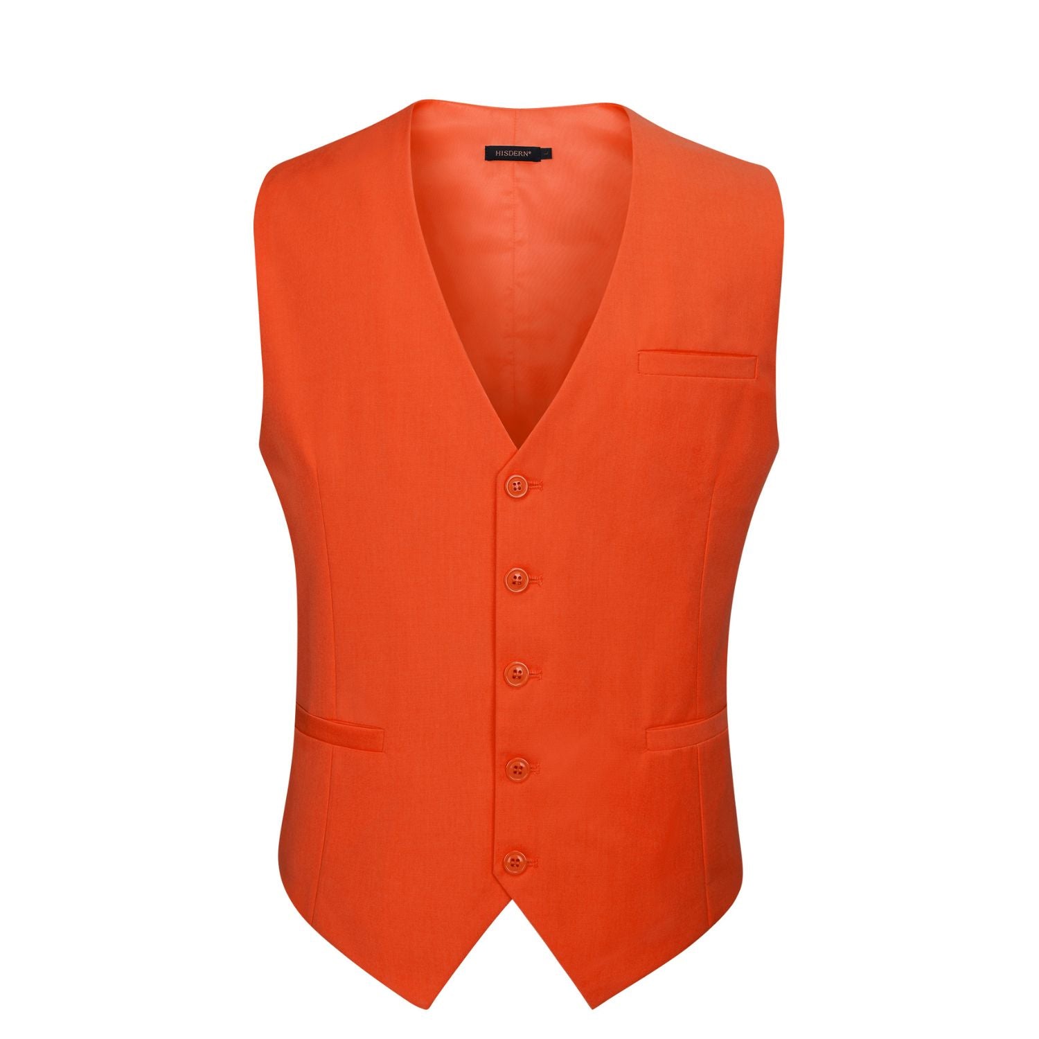 Men's Orange Satin Suit Vest Formal Wear - Image 2