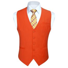 Men's Orange Satin Suit Vest Formal Wear