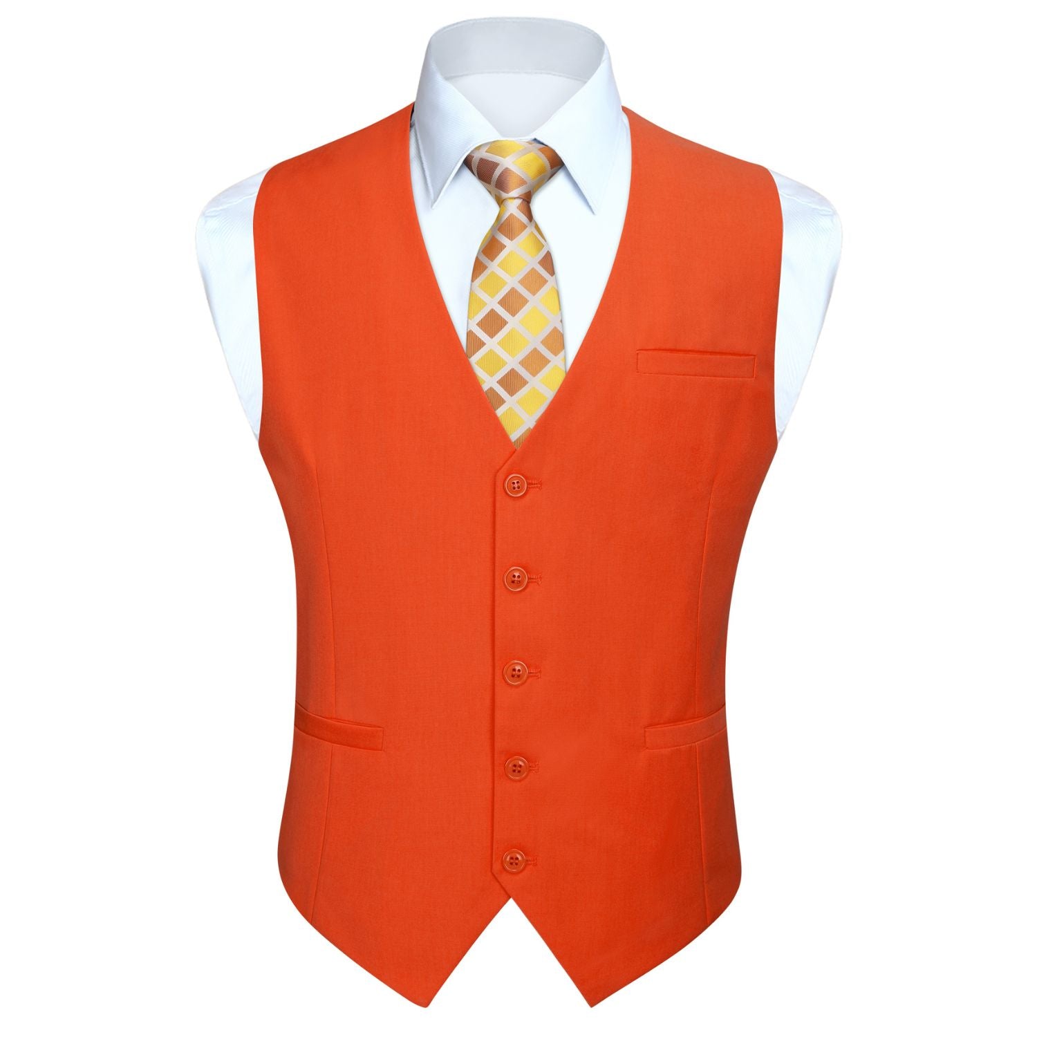 Men's Orange Satin Suit Vest Formal Wear