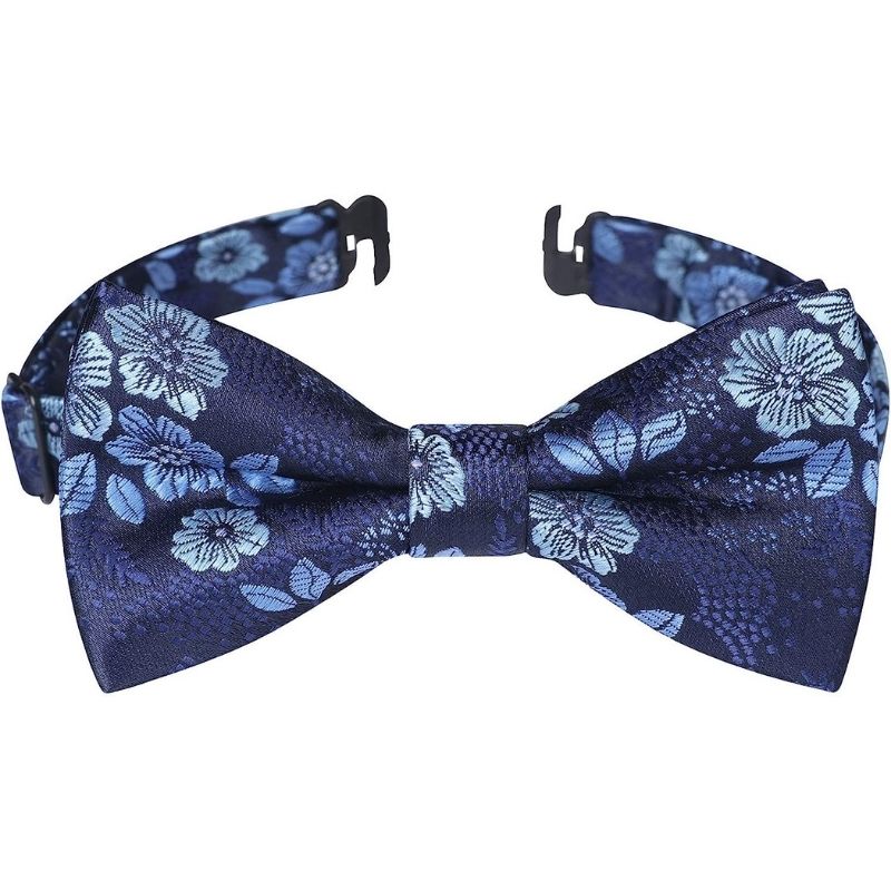 Blue Floral Floral Pre-Tied Bow Tie For Boys