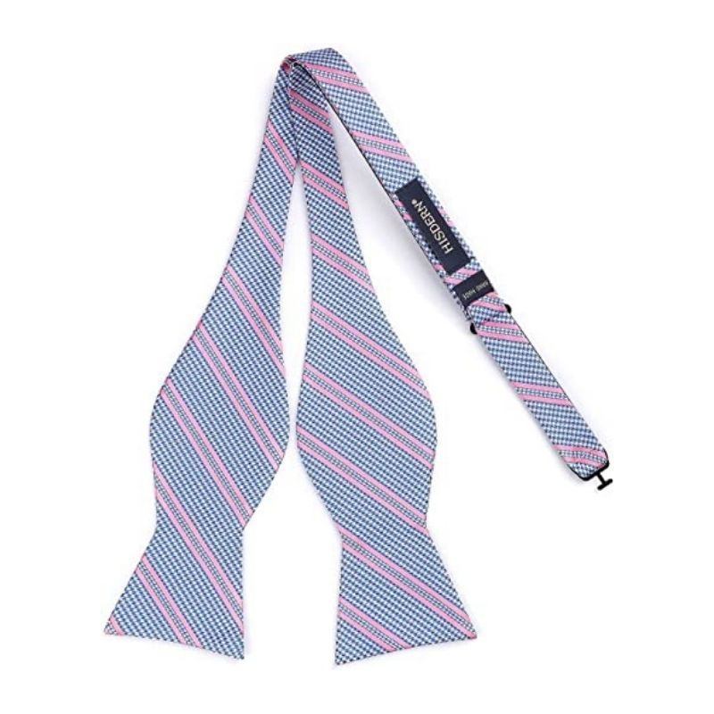 Pink Blue Striped Bow Tie Accessories Set For Evening Wear - Image 4