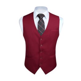 Men's Burgundy Satin Suit Vest Formal Wear