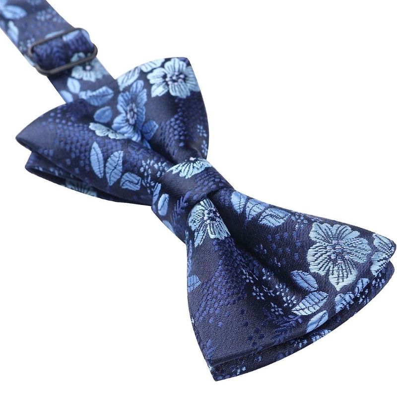 Blue Floral Floral Pre-Tied Bow Tie For Boys - Image 3