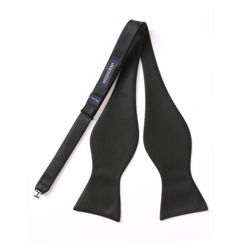 Black Solid Bow Tie Accessories Set For Evening Wear - Image 3
