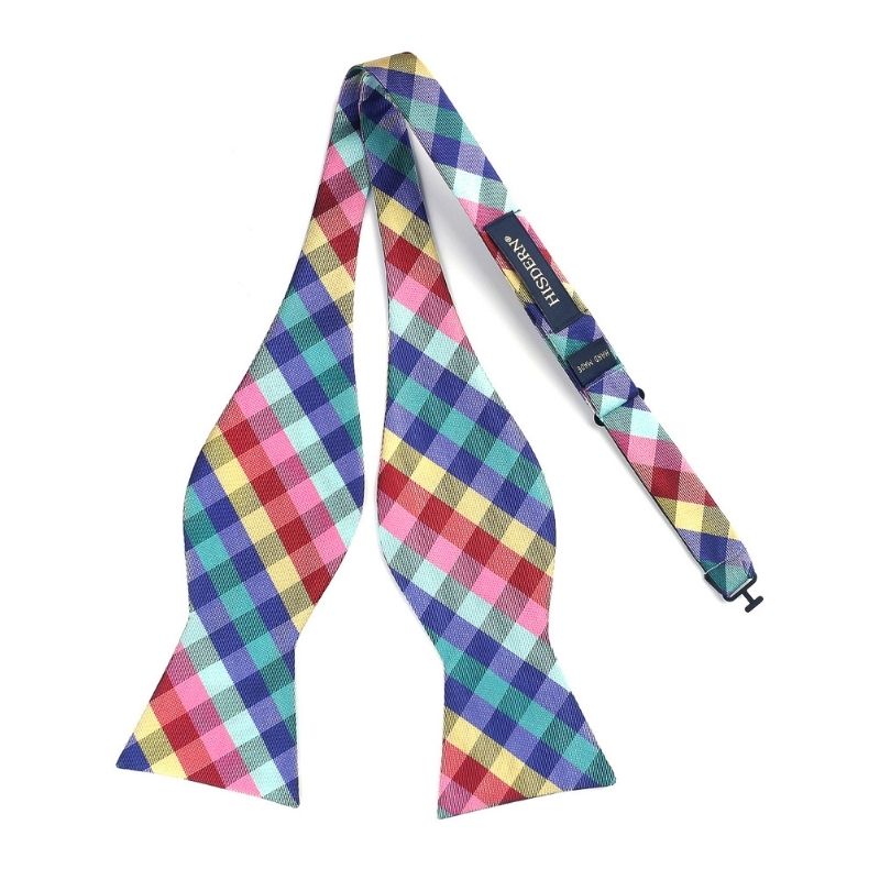 Yellow Blue Red Plaid Bow Tie Set For Special Occasions - Image 4