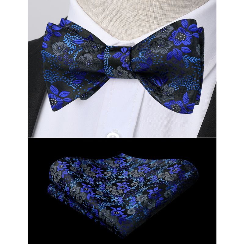 Blue Floral Bow Tie Set Groomsmen Wedding - Image 2