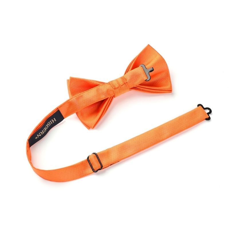 Orange Solid Pre-Tied Bow Tie Accessories Set For Evening Wear - Image 3