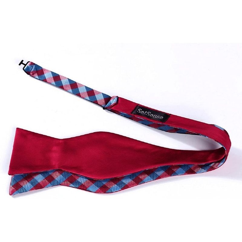 Blue Red Plaid Bow Tie Set For Special Occasions - Image 3