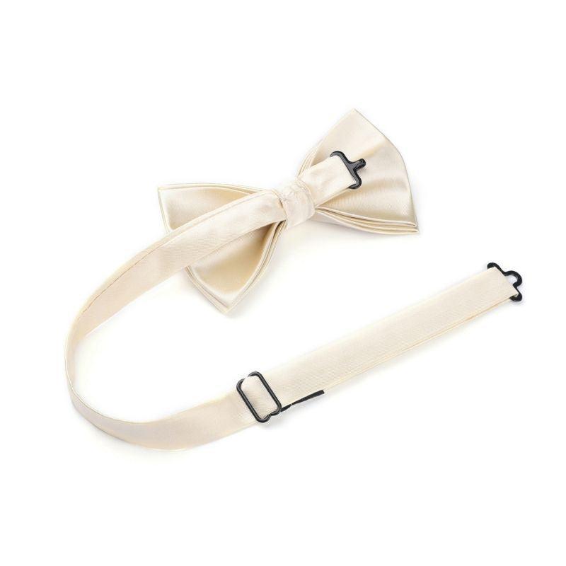 Champagne Solid Pre-Tied Bow Tie Accessories Set For Evening Wear - Image 3