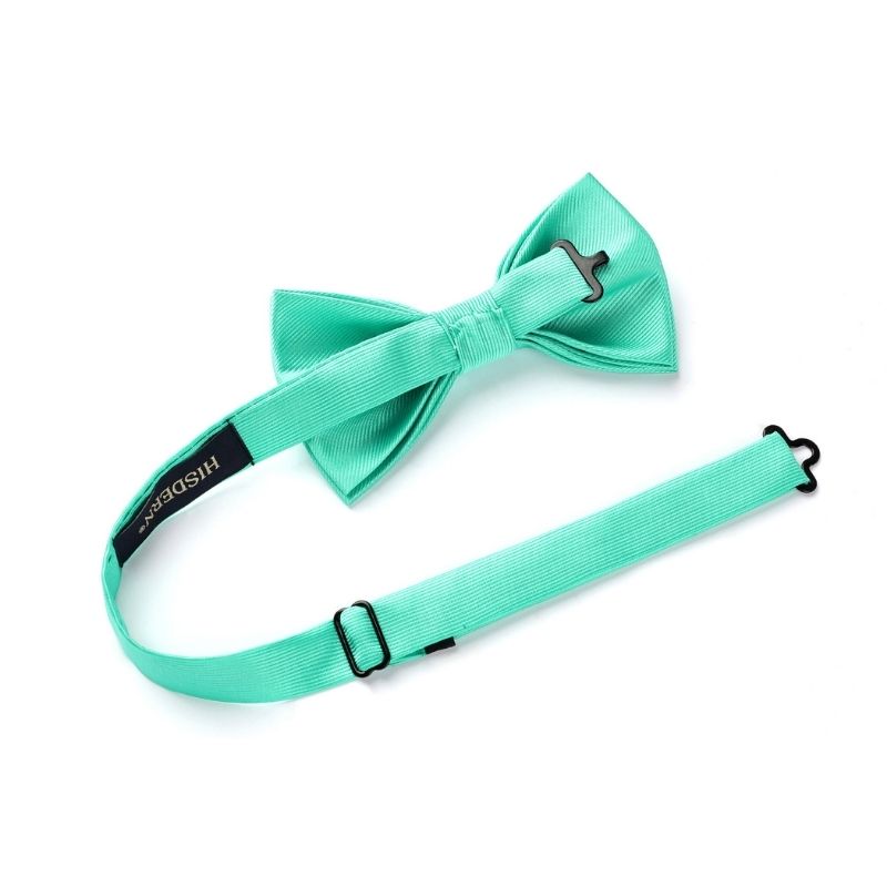 Mint Green Solid Pre-Tied Bow Tie Accessories Set For Evening Wear - Image 3