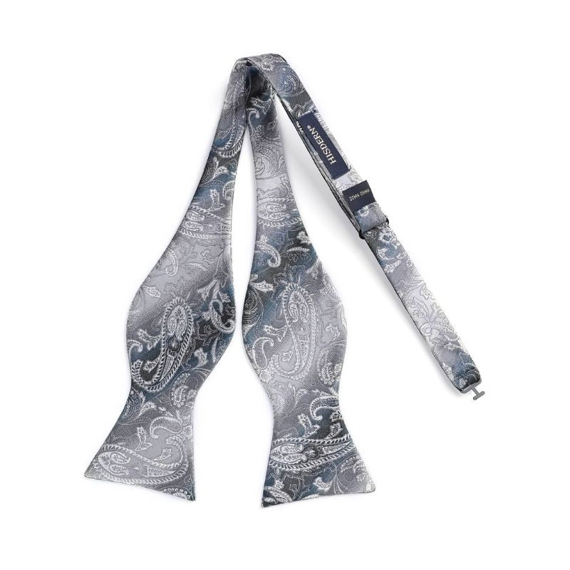Grey Paisley Bow Tie Set For Evening Wear - Image 4