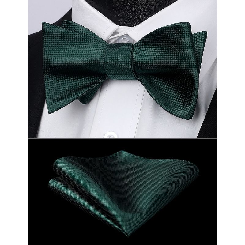 Green Plaid Bow Tie Set For Special Occasions - Image 2