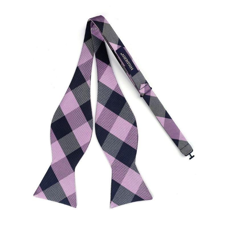 Purple Navy Blue Plaid Bow Tie Set For Special Occasions - Image 4