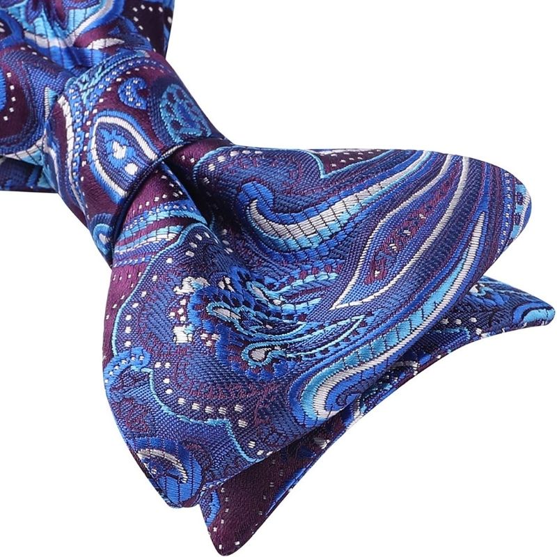Purple Blue Paisley Bow Tie Set For Evening Wear - Image 3