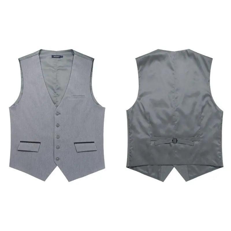 Men's Grey Satin Suit Vest Formal Wear - Image 2