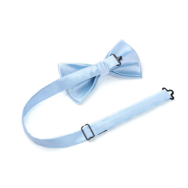 Baby Blue Solid Pre-Tied Bow Tie For Evening Wear - Image 3