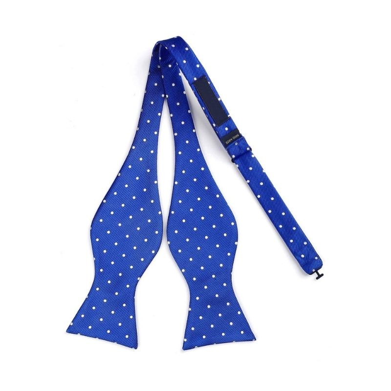 Polka Dots Blue Silver Bow Tie Set For Party Wedding - Image 2