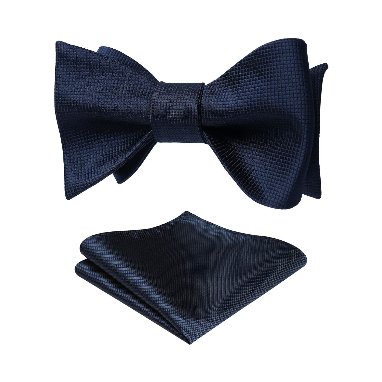 Navy Blue Solid Bow Tie Accessories Set For Evening Wear