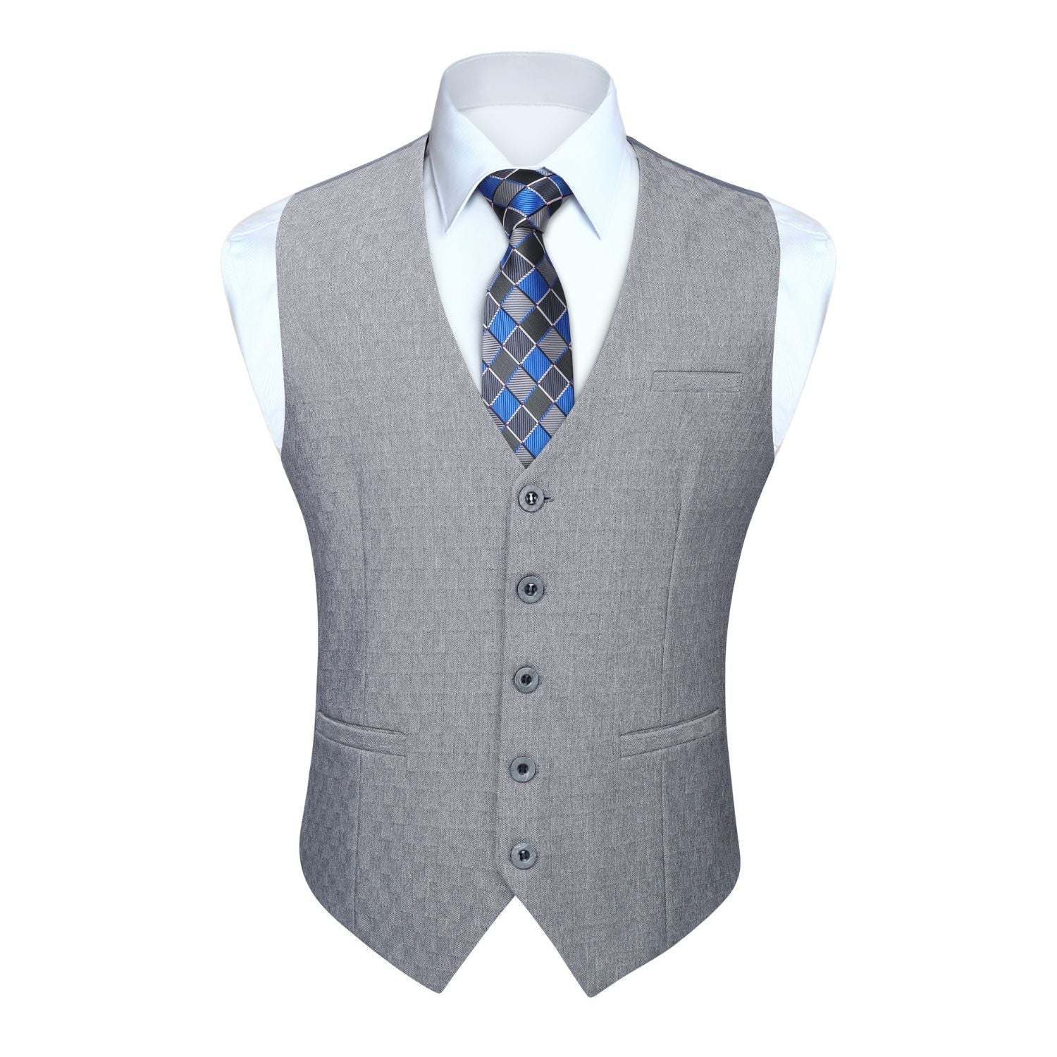 Men's Light Grey Satin Suit Vest Formal Wear