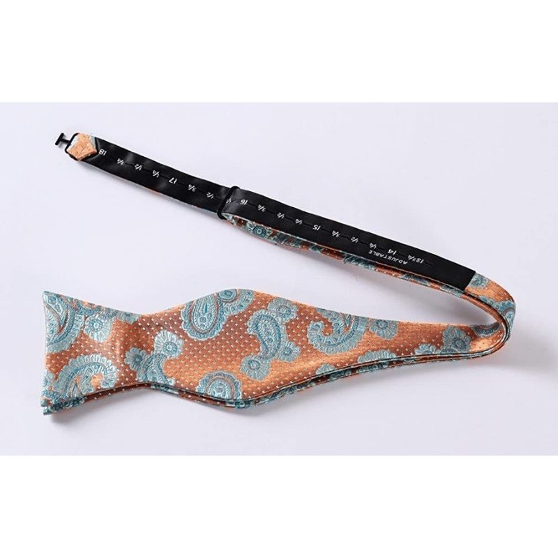 Orange Blue Floral Bow Tie Set Groomsmen Wedding - Image 3