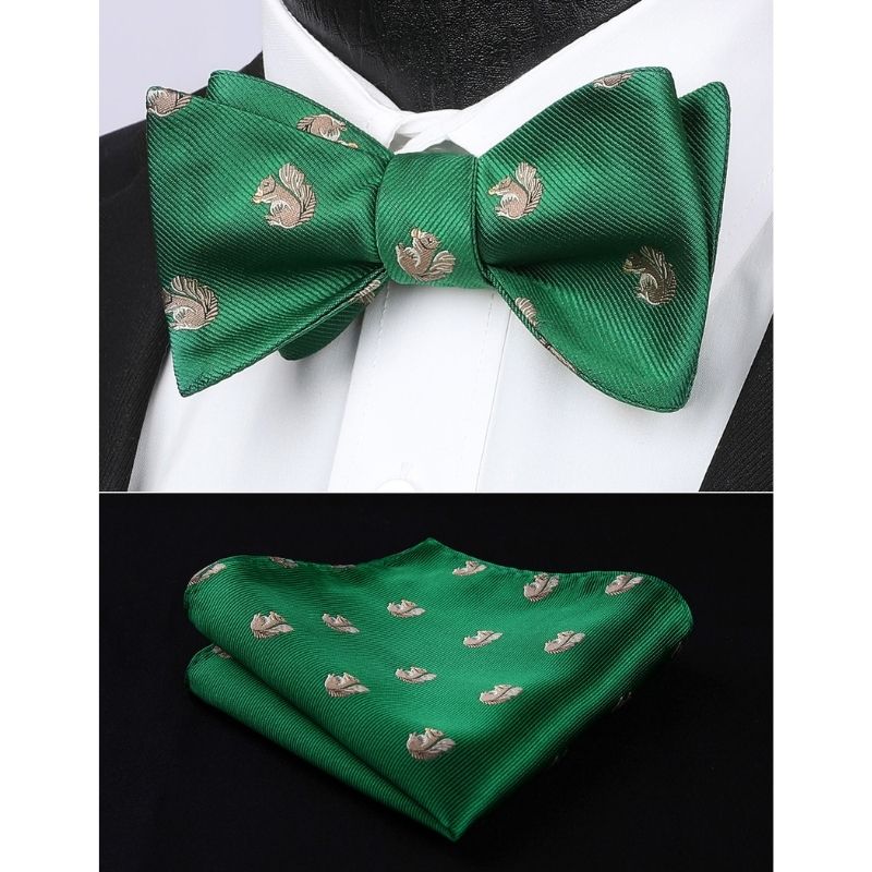 Squirrel Dark Green Animal Bow Tie Accessories Set For Party - Image 2