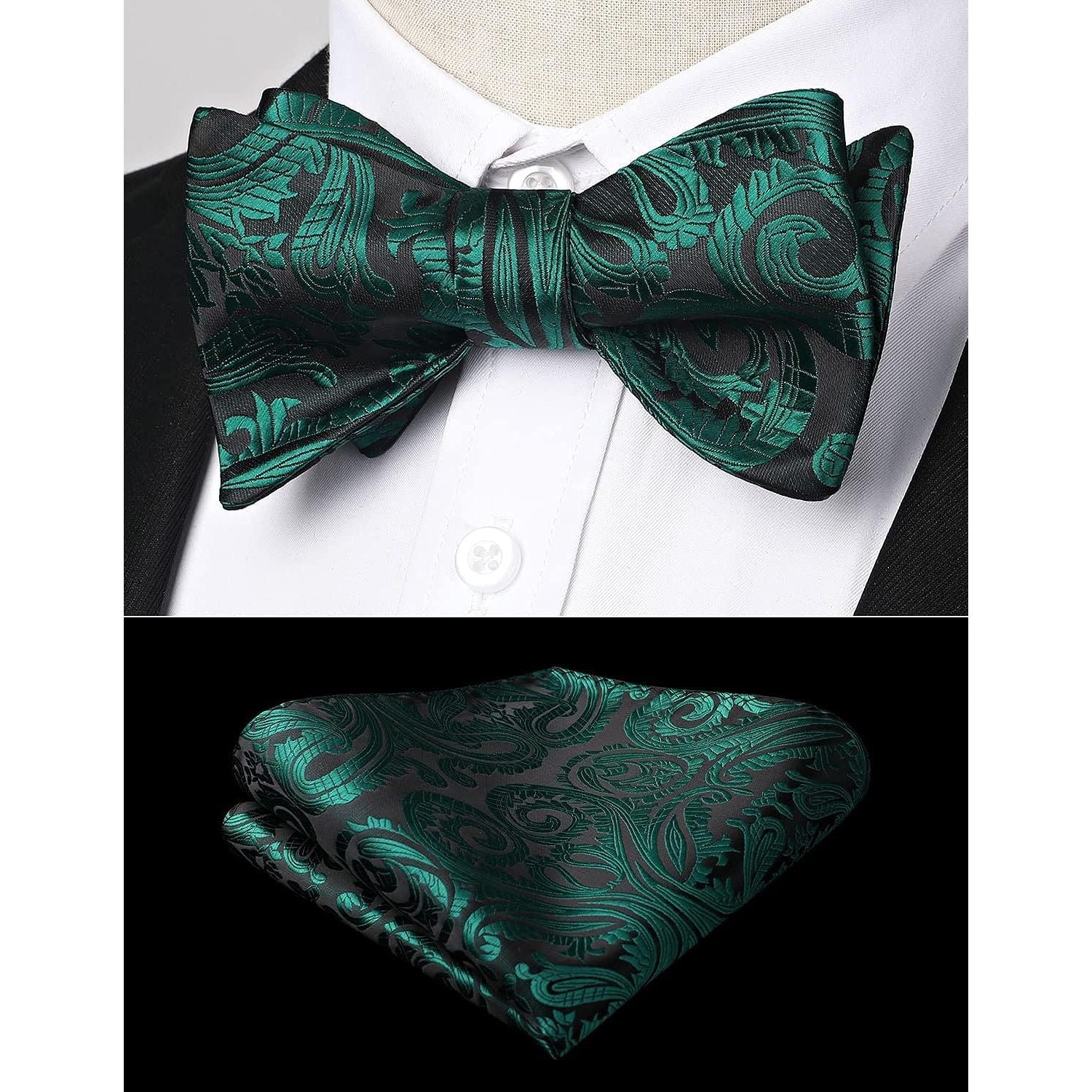 Teal Paisley Bow Tie Set For Evening Wear - Image 2