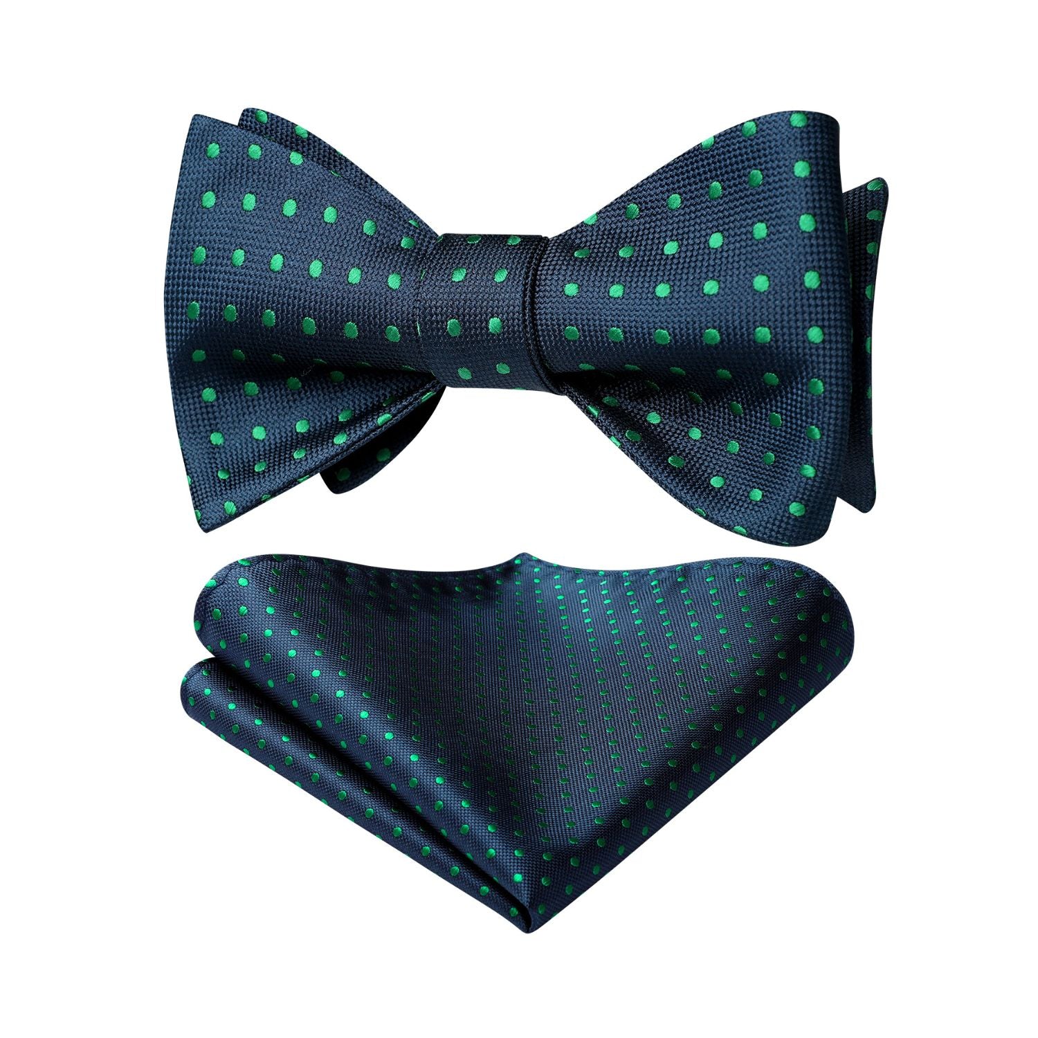 Polka Dots Green Navy Blue Bow Tie Set For Party Wedding