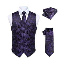 Purple Wrinkle-Resistant Stretch Cotton Business Vest For Office Suits