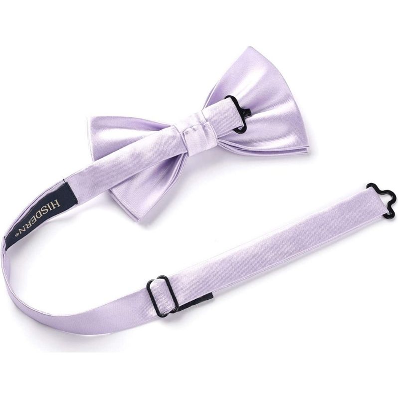Lavender Solid Pre-Tied Bow Tie Accessories Set For Evening Wear - Image 3