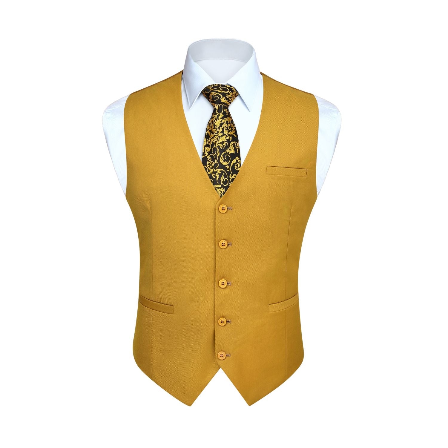 Men's Gold Satin Suit Vest Formal Wear