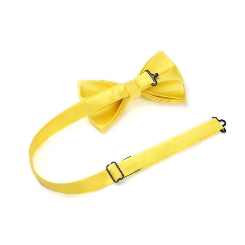 Yellow Solid Pre-Tied Bow Tie For Evening Wear - Image 3